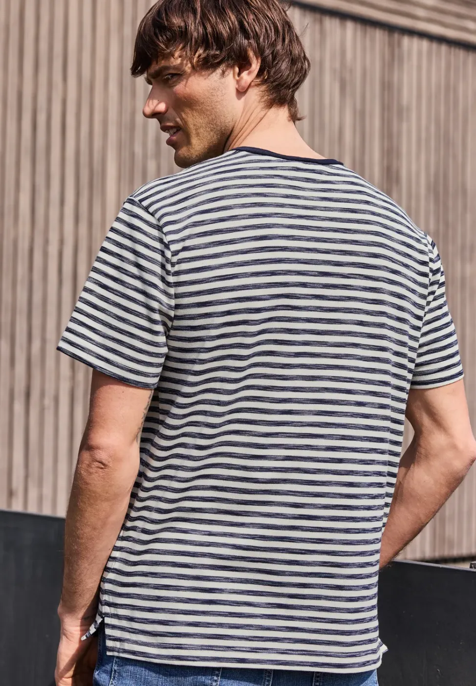 Shirt met ronde hals en piquéstructuur