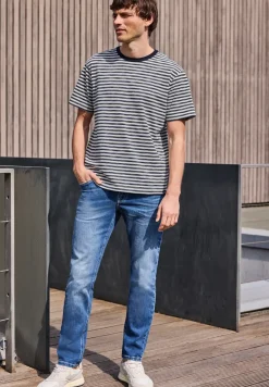 Shirt met ronde hals en piquéstructuur