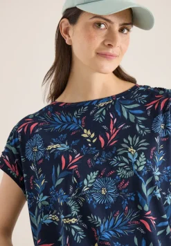Shirt met ronde hals en rimpels