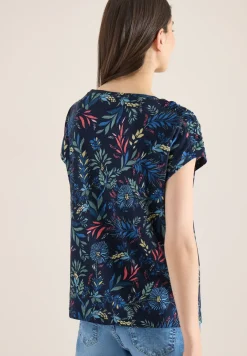 Shirt met ronde hals en rimpels