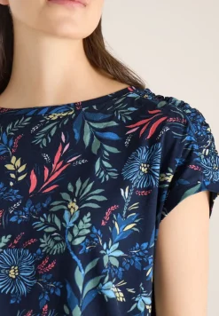 Shirt met ronde hals en rimpels