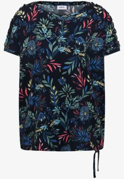 Shirt met ronde hals en rimpels
