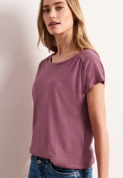 Shirt met ronde hals en rimpels