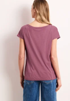Shirt met ronde hals en rimpels