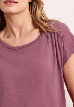 Shirt met ronde hals en rimpels