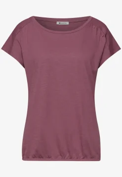 Shirt met ronde hals en rimpels