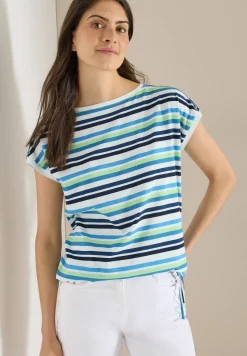 Shirt met ronde hals en rimpels