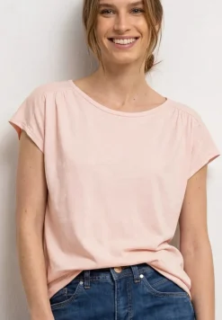Shirt met ronde hals en rimpels