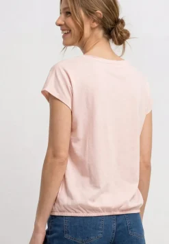 Shirt met ronde hals en rimpels