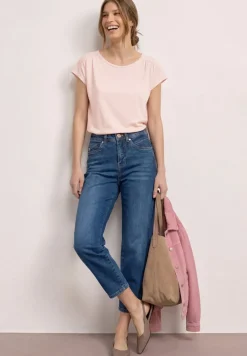 Shirt met ronde hals en rimpels