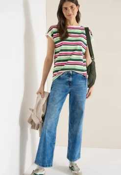 Shirt met ronde hals en rimpels