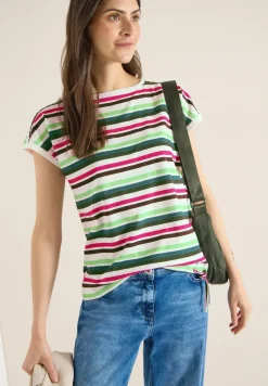 Shirt met ronde hals en rimpels