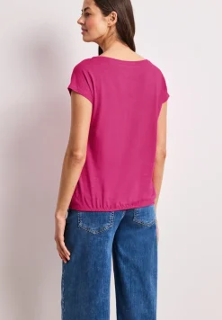 Shirt met ronde hals en rimpels