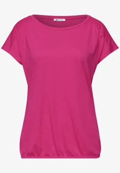 Shirt met ronde hals en rimpels