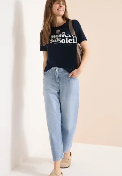 Shirt met ronde hals en tekst
