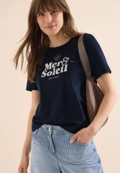 Shirt met ronde hals en tekst