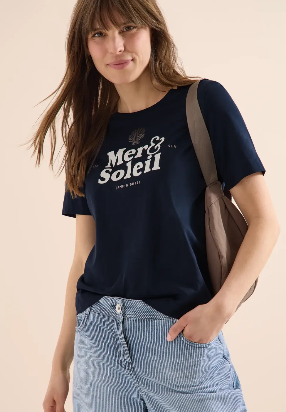 Shirt met ronde hals en tekst
