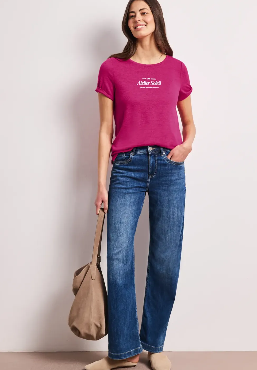 Shirt met ronde hals en tekst