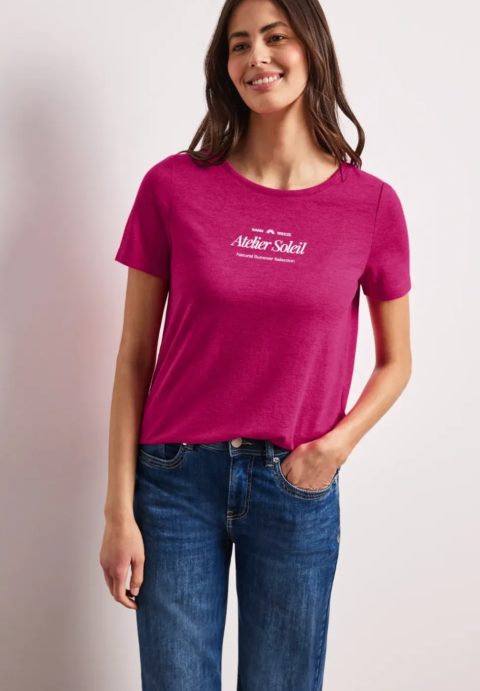 Shirt met ronde hals en tekst