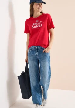 Shirt met ronde hals en tekst