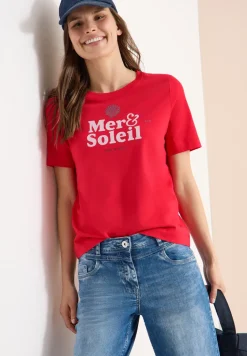 Shirt met ronde hals en tekst
