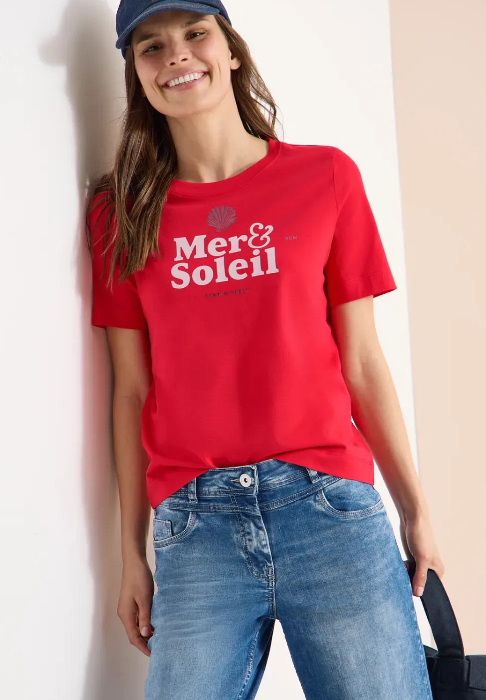 Shirt met ronde hals en tekst