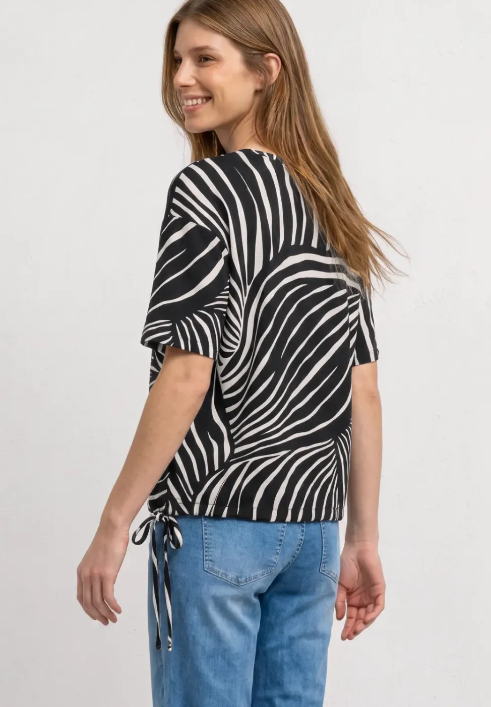 Shirt met ronde hals en trekkoord