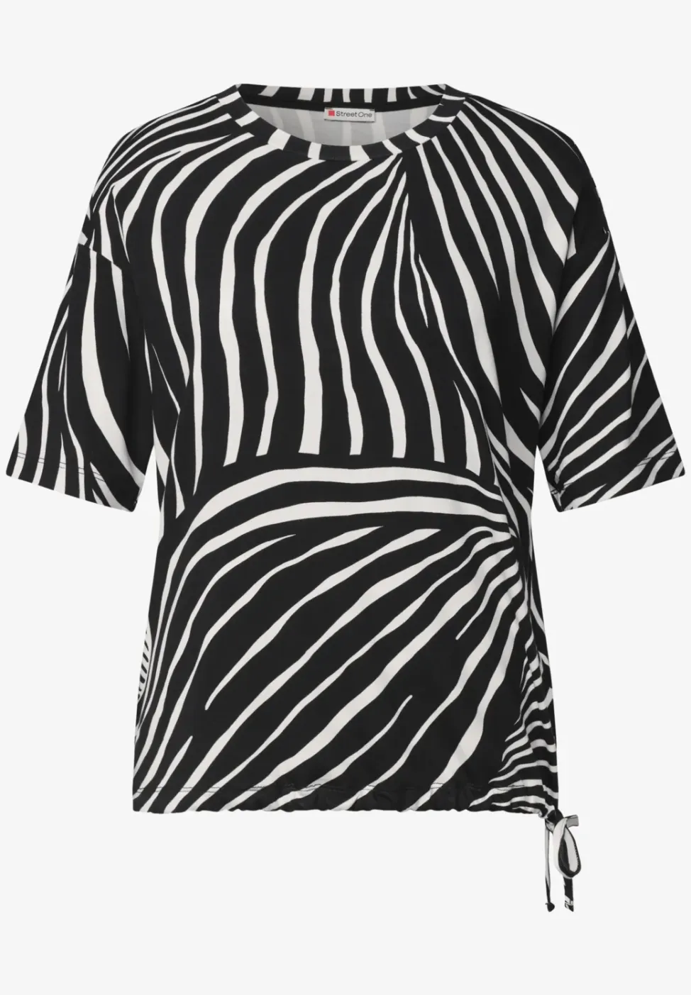 Shirt met ronde hals en trekkoord