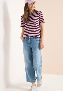 Shirt met ronde hals in ajour look