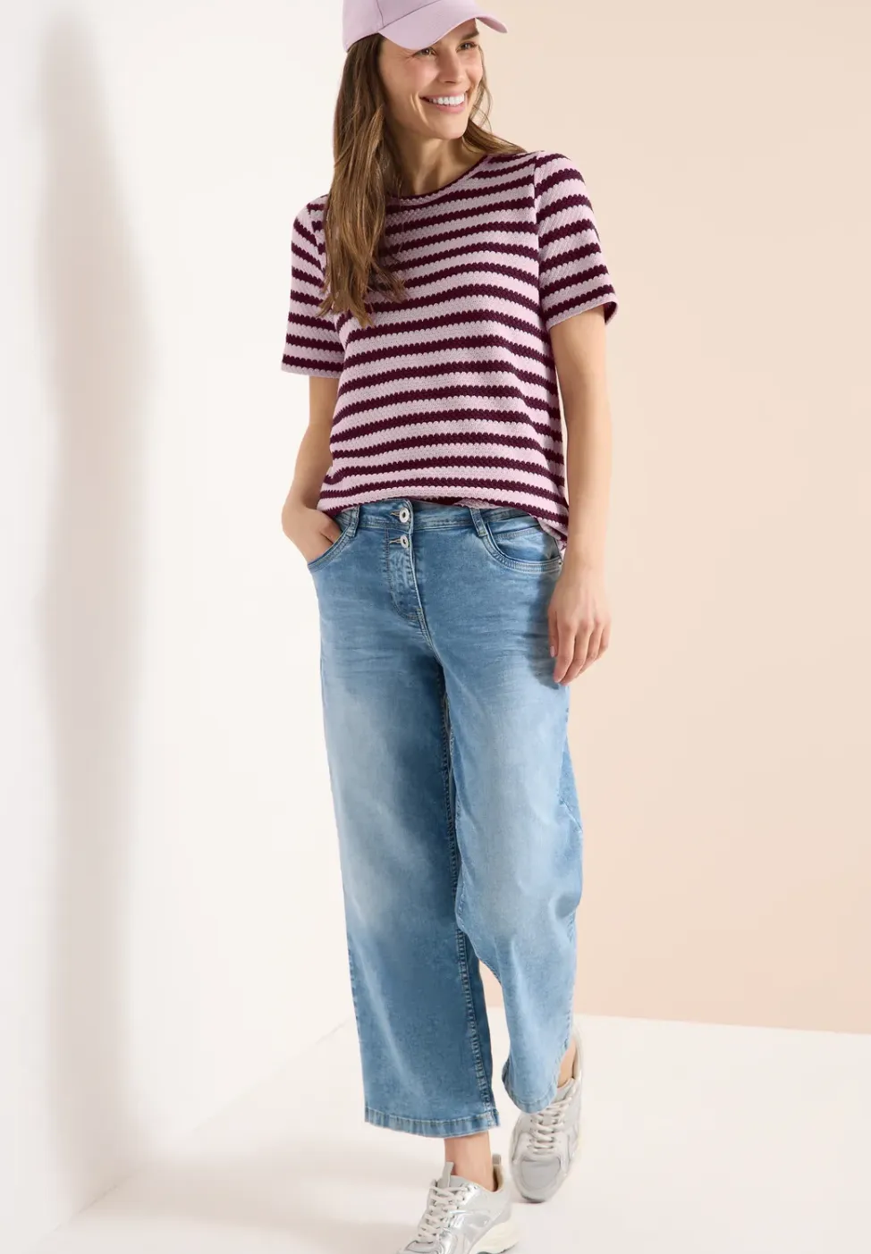 Shirt met ronde hals in ajour look