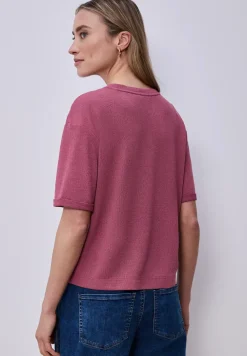 Shirt met ronde hals in gebreide look