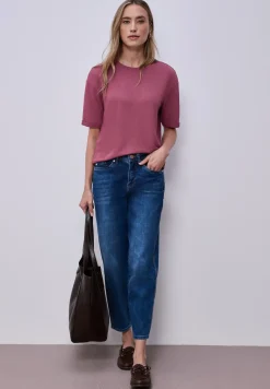 Shirt met ronde hals in gebreide look