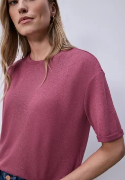 Shirt met ronde hals in gebreide look