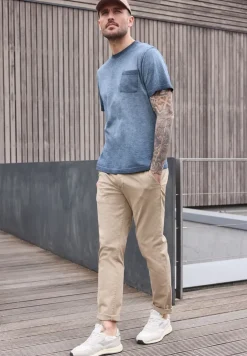 Shirt met ronde hals in garment dye-look
