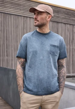 Shirt met ronde hals in garment dye-look