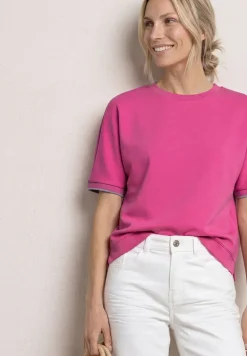 Shirt met ronde hals in Silk-Look