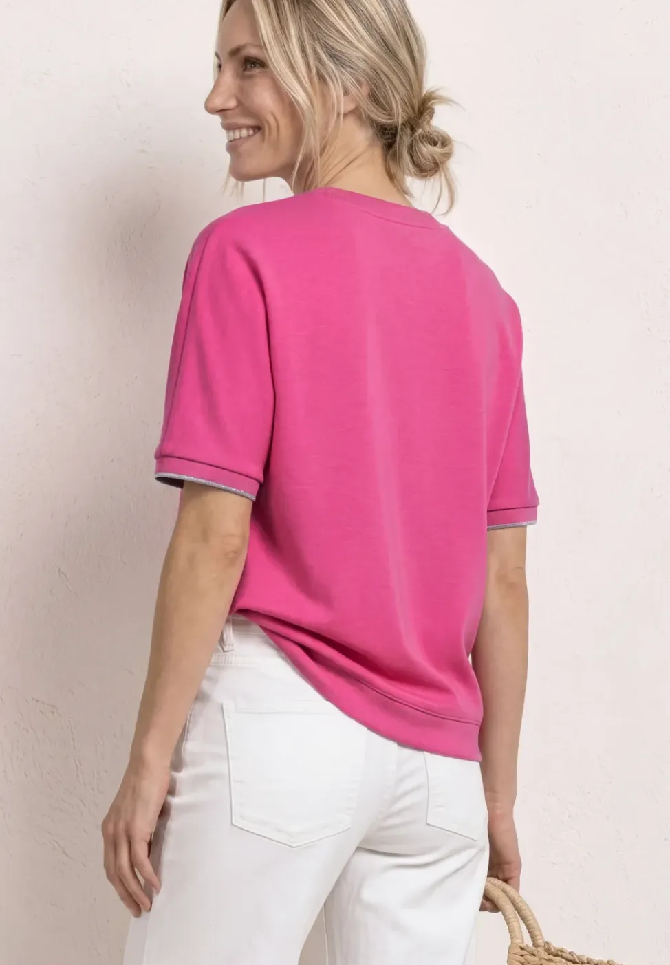 Shirt met ronde hals in Silk-Look