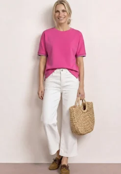 Shirt met ronde hals in Silk-Look