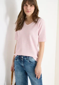 Shirt met ronde V-hals