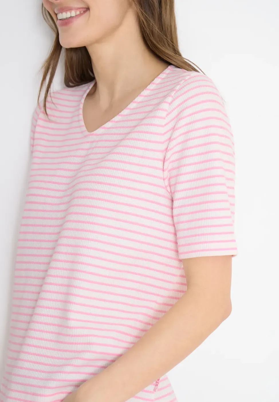Shirt met ronde V-hals
