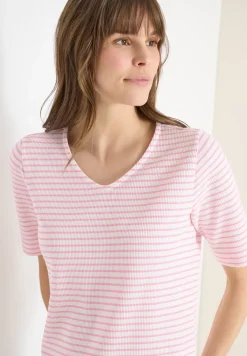 Shirt met ronde V-hals