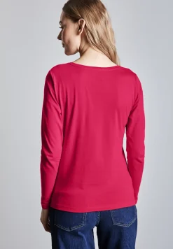 Shirt met ronde V-hals