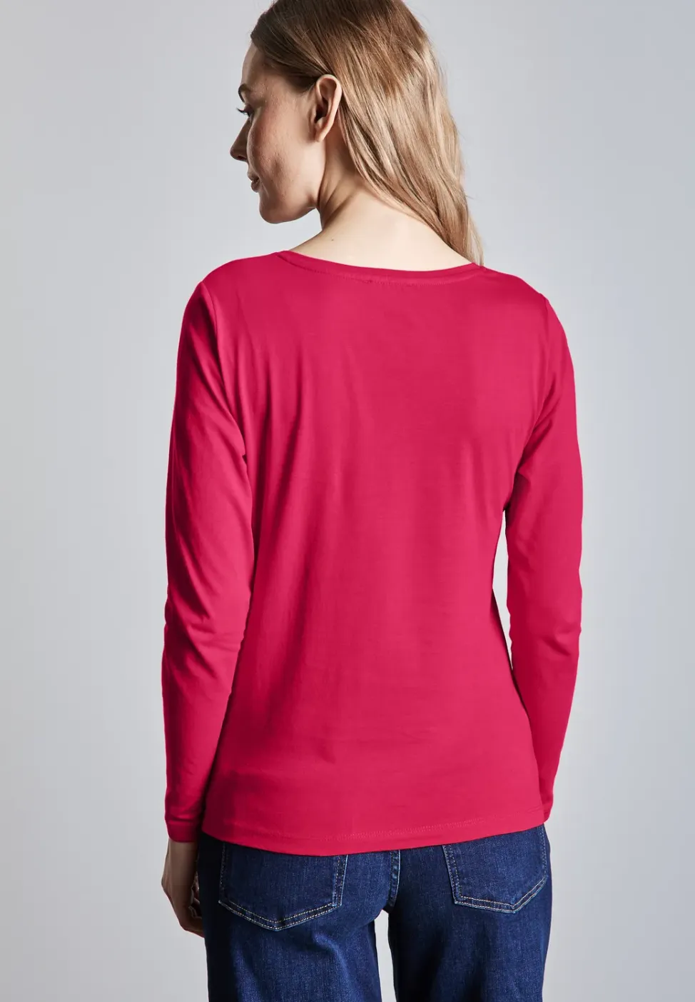 Shirt met ronde V-hals