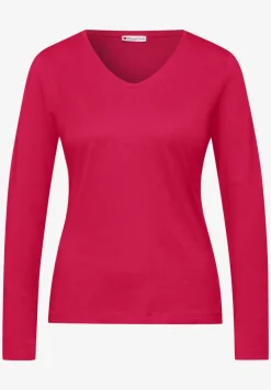 Shirt met ronde V-hals