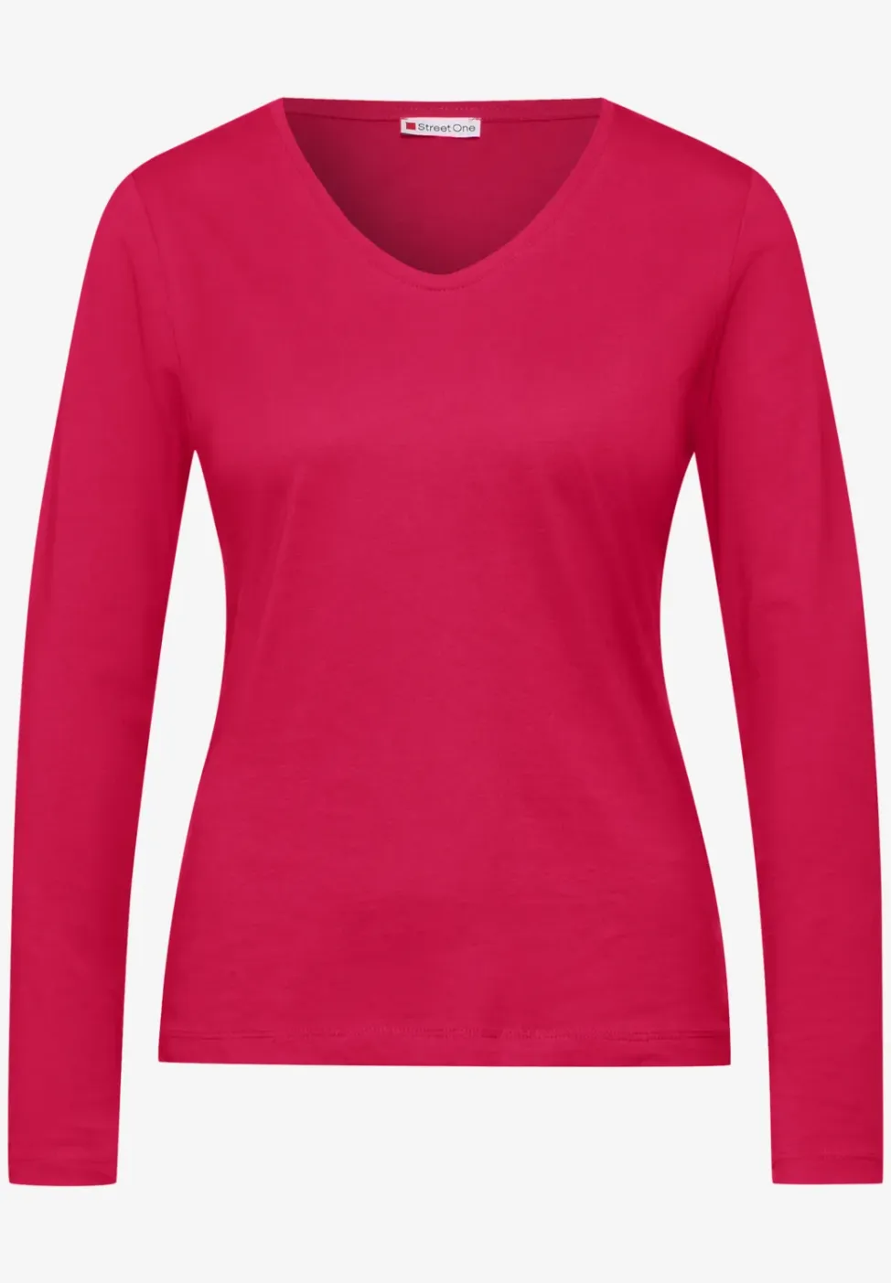 Shirt met ronde V-hals