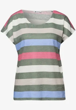 Shirt met ronde V-hals en strepen