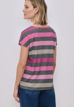 Shirt met ronde V-hals en strepen