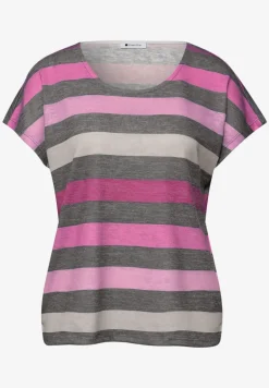 Shirt met ronde V-hals en strepen