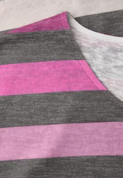 Shirt met ronde V-hals en strepen