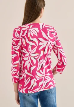 Shirt met split neck en print